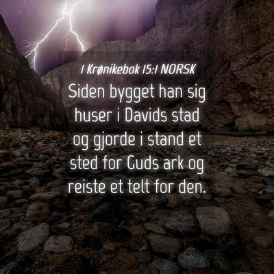 Picture 04 - 1 Krønikebok 15:1 NORSK - Siden bygget han sig huser i Davids stad og - Bible Verse Picture