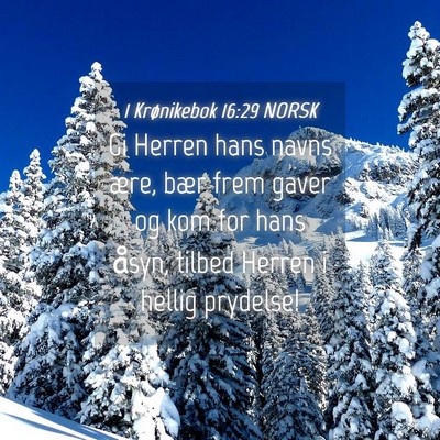 Picture 04 - 1 Krønikebok 16:29 NORSK - Gi Herren hans navns ære, bær frem gaver og kom - Bible Verse Picture