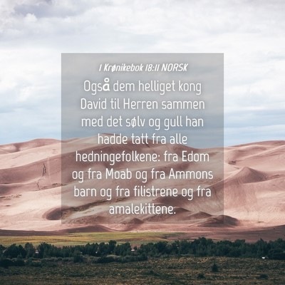 Picture 04 - 1 Krønikebok 18:11 NORSK - Også dem helliget kong David til Herren sammen - Bible Verse Picture