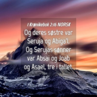 Picture 04 - 1 Krønikebok 2:16 NORSK - Og deres søstre var Seruja og Abiga'l. Og - Bible Verse Picture