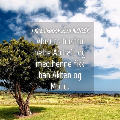 Picture 04 - 1 Krønikebok 2:29 NORSK - Abisurs hustru hette Abiha'l, og med henne fikk - Bible Verse Picture