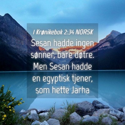 Picture 04 - 1 Krønikebok 2:34 NORSK - Sesan hadde ingen sønner, bare døtre. Men Sesan - Bible Verse Picture