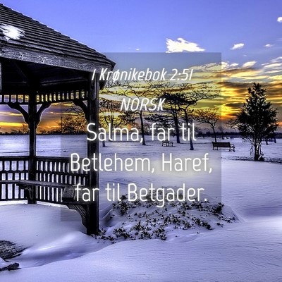 Picture 04 - 1 Krønikebok 2:51 NORSK - Salma, far til Betlehem, Haref, far til - Bible Verse Picture