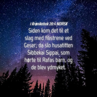 Picture 04 - 1 Krønikebok 20:4 NORSK - Siden kom det til et slag med filistrene ved - Bible Verse Picture