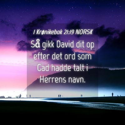 Picture 04 - 1 Krønikebok 21:19 NORSK - Så gikk David dit op efter det ord som Gad hadde - Bible Verse Picture
