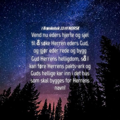 Picture 04 - 1 Krønikebok 22:19 NORSK - Vend nu eders hjerte og sjel til å søke Herren - Bible Verse Picture