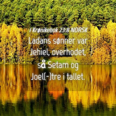 Picture 04 - 1 Krønikebok 23:8 NORSK - Ladans sønner var Jehiel, overhodet, så Setam - Bible Verse Picture