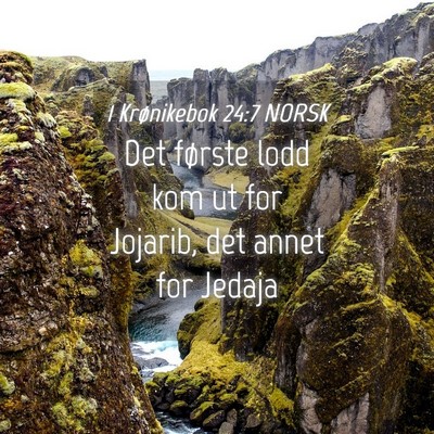 Picture 04 - 1 Krønikebok 24:7 NORSK - Det første lodd kom ut for Jojarib, det annet - Bible Verse Picture