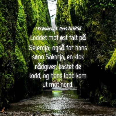 Picture 04 - 1 Krønikebok 26:14 NORSK - Loddet mot øst falt på Selemja; også for hans - Bible Verse Picture