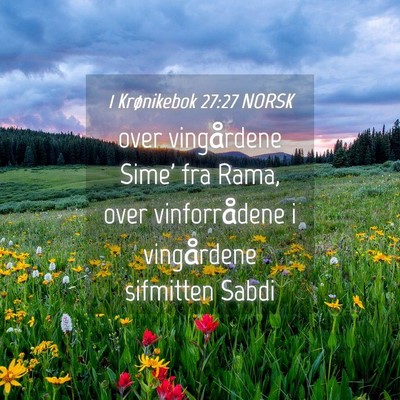 Picture 04 - 1 Krønikebok 27:27 NORSK - over vingårdene Sime' fra Rama, over - Bible Verse Picture
