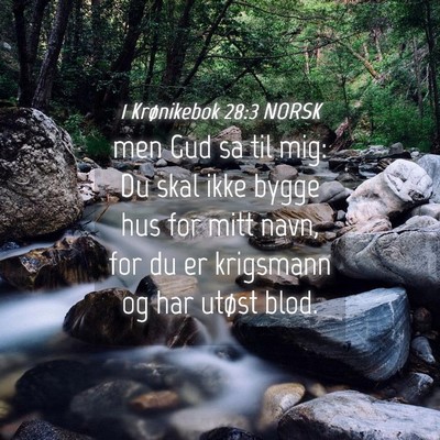 Picture 04 - 1 Krønikebok 28:3 NORSK - men Gud sa til mig: Du skal ikke bygge hus for - Bible Verse Picture