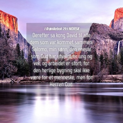 Picture 04 - 1 Krønikebok 29:1 NORSK - Derefter sa kong David til alle dem som var - Bible Verse Picture