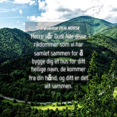 Picture 04 - 1 Krønikebok 29:16 NORSK - Herre vår Gud! Alle disse rikdommer som vi har - Bible Verse Picture