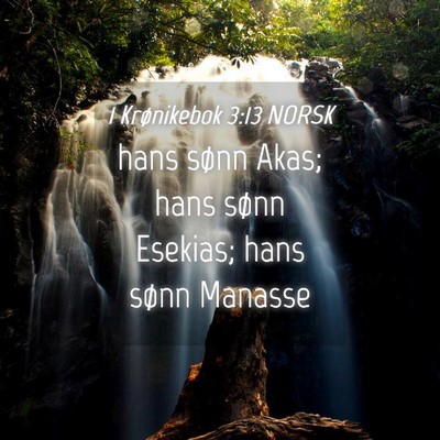 Picture 04 - 1 Krønikebok 3:13 NORSK - hans sønn Akas; hans sønn Esekias; hans sønn - Bible Verse Picture