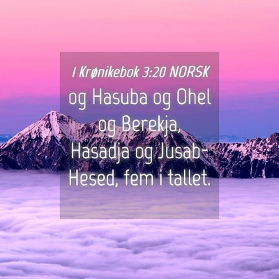 Picture 04 - 1 Krønikebok 3:20 NORSK - og Hasuba og Ohel og Berekja, Hasadja og - Bible Verse Picture