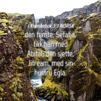 Picture 04 - 1 Krønikebok 3:3 NORSK - den femte, Sefatja, fikk han med Abital; den - Bible Verse Picture