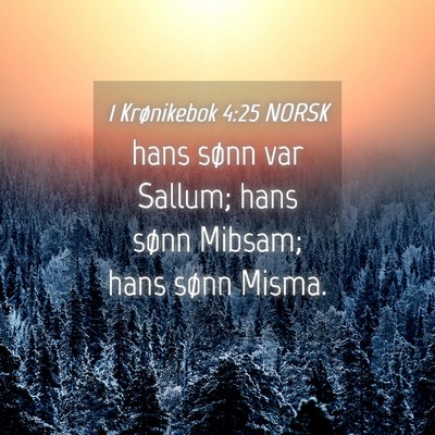 Picture 04 - 1 Krønikebok 4:25 NORSK - hans sønn var Sallum; hans sønn Mibsam; hans - Bible Verse Picture