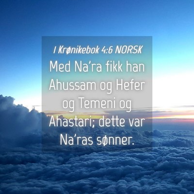 Picture 04 - 1 Krønikebok 4:6 NORSK - Med Na'ra fikk han Ahussam og Hefer og Temeni og - Bible Verse Picture