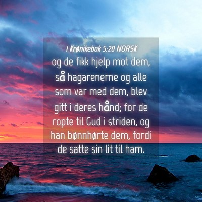 Picture 04 - 1 Krønikebok 5:20 NORSK - og de fikk hjelp mot dem, så hagarenerne og alle - Bible Verse Picture