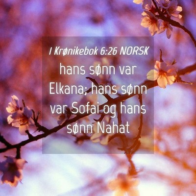 Picture 04 - 1 Krønikebok 6:26 NORSK - hans sønn var Elkana; hans sønn var Sofai og - Bible Verse Picture