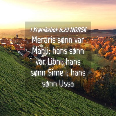 Picture 04 - 1 Krønikebok 6:29 NORSK - Meraris sønn var Mahli; hans sønn var Libni; - Bible Verse Picture