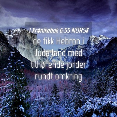 Picture 04 - 1 Krønikebok 6:55 NORSK - de fikk Hebron i Juda land med tilhørende jorder - Bible Verse Picture