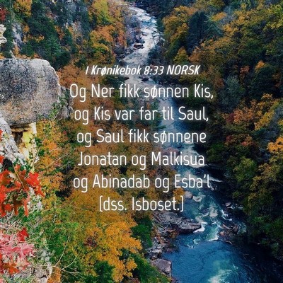 Picture 04 - 1 Krønikebok 8:33 NORSK - Og Ner fikk sønnen Kis, og Kis var far til Saul, - Bible Verse Picture