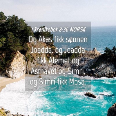 Picture 04 - 1 Krønikebok 8:36 NORSK - Og Akas fikk sønnen Joadda, og Joadda fikk - Bible Verse Picture