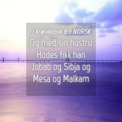 Picture 04 - 1 Krønikebok 8:9 NORSK - Og med sin hustru Hodes fikk han Jobab og Sibja - Bible Verse Picture