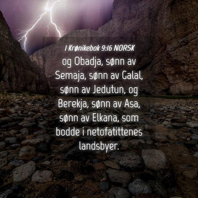 Picture 04 - 1 Krønikebok 9:16 NORSK - og Obadja, sønn av Semaja, sønn av Galal, sønn - Bible Verse Picture