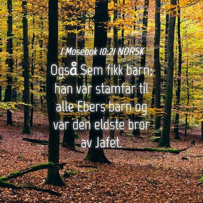 Picture 04 - 1 Mosebok 10:21 NORSK - Også Sem fikk barn; han var stamfar til alle - Bible Verse Picture