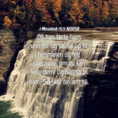 Picture 04 - 1 Mosebok 15:5 NORSK - Og han førte ham utenfor og sa: Se op til - Bible Verse Picture