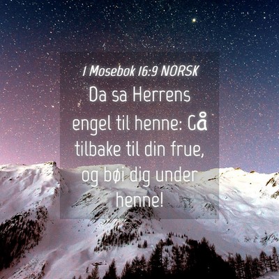 Picture 04 - 1 Mosebok 16:9 NORSK - Da sa Herrens engel til henne: Gå tilbake til - Bible Verse Picture