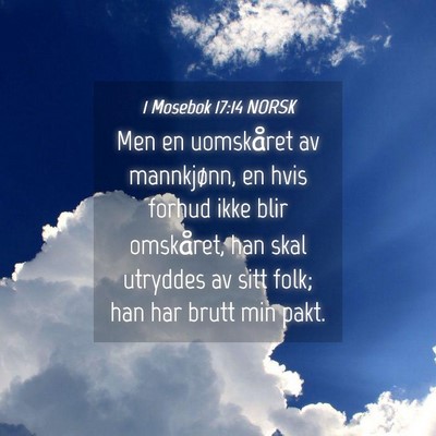 Picture 04 - 1 Mosebok 17:14 NORSK - Men en uomskåret av mannkjønn, en hvis forhud - Bible Verse Picture