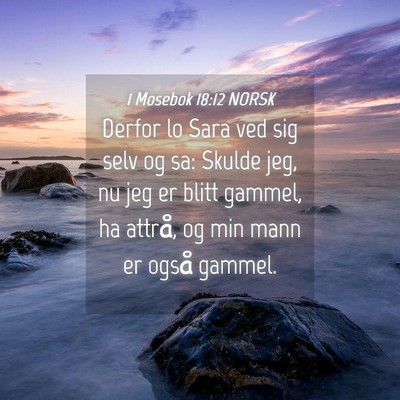 Picture 04 - 1 Mosebok 18:12 NORSK - Derfor lo Sara ved sig selv og sa: Skulde jeg, nu - Bible Verse Picture