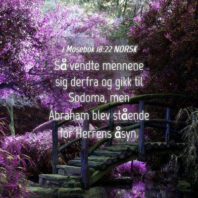 Picture 04 - 1 Mosebok 18:22 NORSK - Så vendte mennene sig derfra og gikk til Sodoma, - Bible Verse Picture