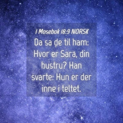 Picture 04 - 1 Mosebok 18:9 NORSK - Da sa de til ham: Hvor er Sara, din hustru? Han - Bible Verse Picture