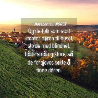 Picture 04 - 1 Mosebok 19:11 NORSK - Og de folk som stod utenfor døren til huset, slo - Bible Verse Picture