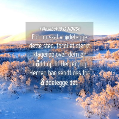 Picture 04 - 1 Mosebok 19:13 NORSK - For nu skal vi ødelegge dette sted, fordi et - Bible Verse Picture