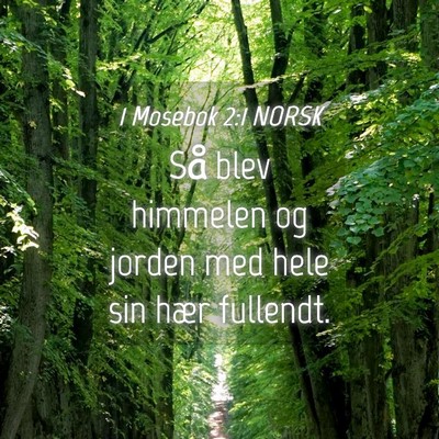 Picture 04 - 1 Mosebok 2:1 NORSK - Så blev himmelen og jorden med hele sin hær - Bible Verse Picture