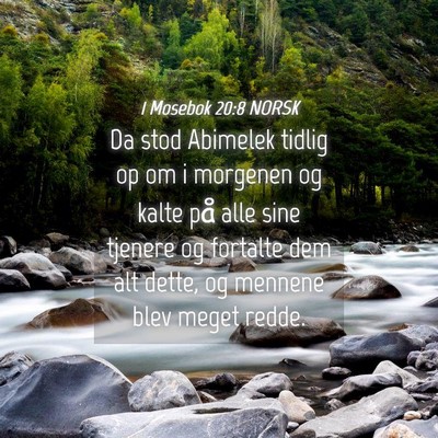 Picture 04 - 1 Mosebok 20:8 NORSK - Da stod Abimelek tidlig op om i morgenen og kalte - Bible Verse Picture