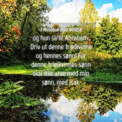 Picture 04 - 1 Mosebok 21:10 NORSK - og hun sa til Abraham: Driv ut denne trælkvinne - Bible Verse Picture