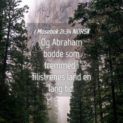 Picture 04 - 1 Mosebok 21:34 NORSK - Og Abraham bodde som fremmed i filistrenes land - Bible Verse Picture