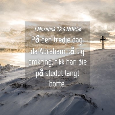 Picture 04 - 1 Mosebok 22:4 NORSK - På den tredje dag, da Abraham så sig omkring, - Bible Verse Picture
