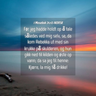 Picture 04 - 1 Mosebok 24:45 NORSK - Før jeg hadde holdt op å tale således ved mig - Bible Verse Picture