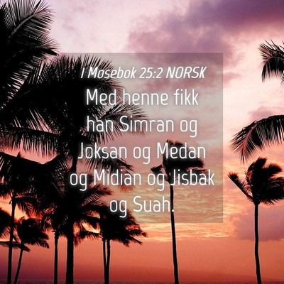 Picture 04 - 1 Mosebok 25:2 NORSK - Med henne fikk han Simran og Joksan og Medan og - Bible Verse Picture