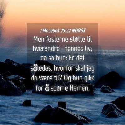 Picture 04 - 1 Mosebok 25:22 NORSK - Men fosterne støtte til hverandre i hennes liv; - Bible Verse Picture
