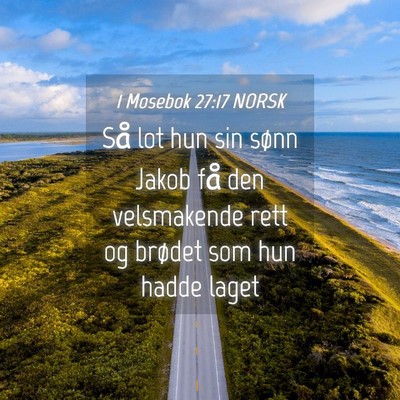 Picture 04 - 1 Mosebok 27:17 NORSK - Så lot hun sin sønn Jakob få den velsmakende - Bible Verse Picture