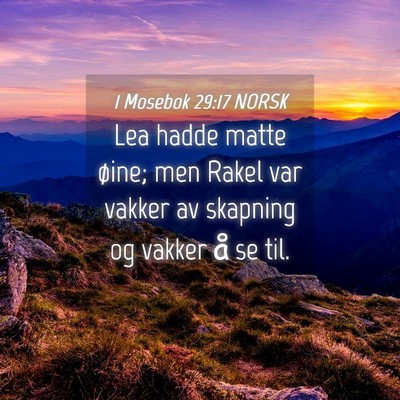 Picture 04 - 1 Mosebok 29:17 NORSK - Lea hadde matte øine; men Rakel var vakker av - Bible Verse Picture