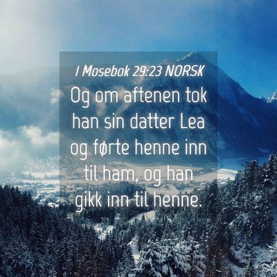 Picture 04 - 1 Mosebok 29:23 NORSK - Og om aftenen tok han sin datter Lea og førte - Bible Verse Picture